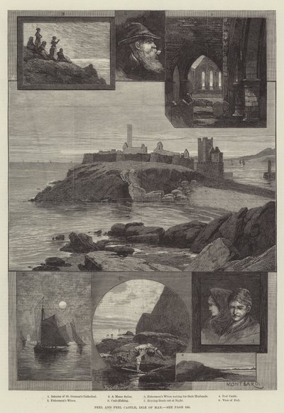 Peel and Peel Castle, Isle of Man by Charles Auguste Loye